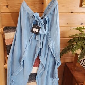 Style Envy Sky Blue Bow-Tie Skirt